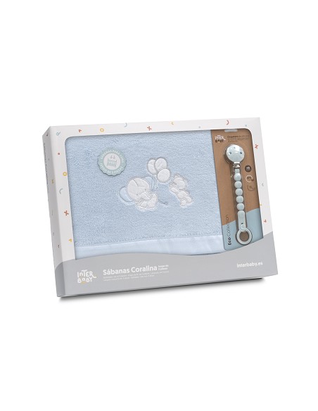 Triptico Cuna Coralina Oso Elefante Globos +Broche Azul