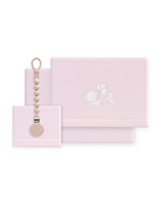 Triptico Cuna Coralina Oso Elefante Globos +Broche Rosa