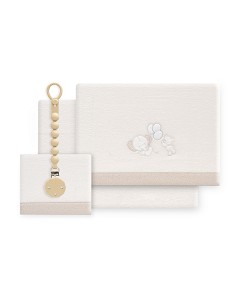 Triptico Cuna Coralina Oso Elefante Globos +Broche Beig