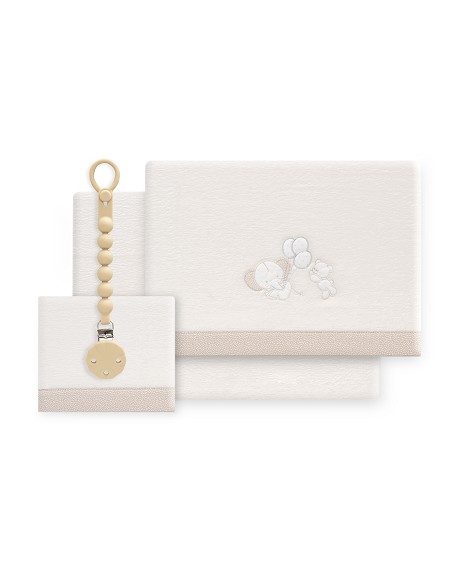 Triptico Cuna Coralina Oso Elefante Globos +Broche Beig