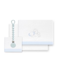 Triptico Cuna Coralina Oso Elefante Globos +Broche Bco/Azul