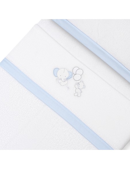 Triptico Cuna Coralina Oso Elefante Globos +Broche Bco/Azul