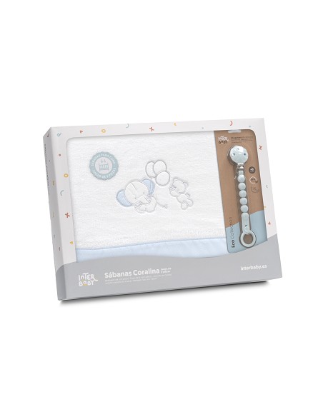 Triptico Cuna Coralina Oso Elefante Globos +Broche Bco/Azul