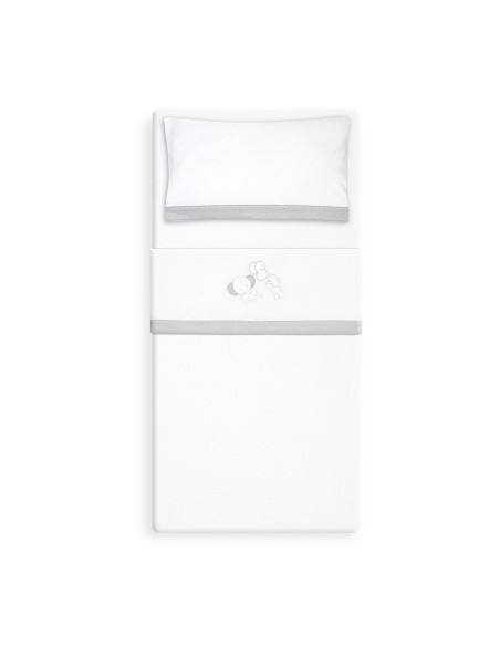 Triptico Cuna Coralina Oso Elefante Globos +Broche Bco/Gris