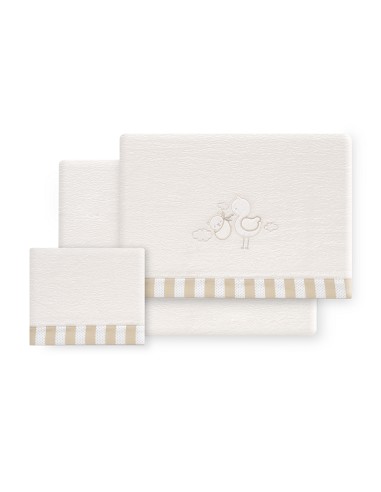 Triptico Cuna Coralina Cigueña Oso + Broche Beig