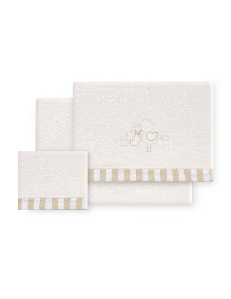 Triptico Cuna Coralina Cigueña Oso + Broche Beig