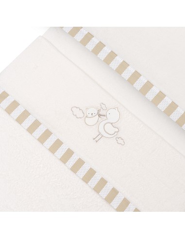 Triptico Cuna Coralina Cigueña Oso + Broche Beig