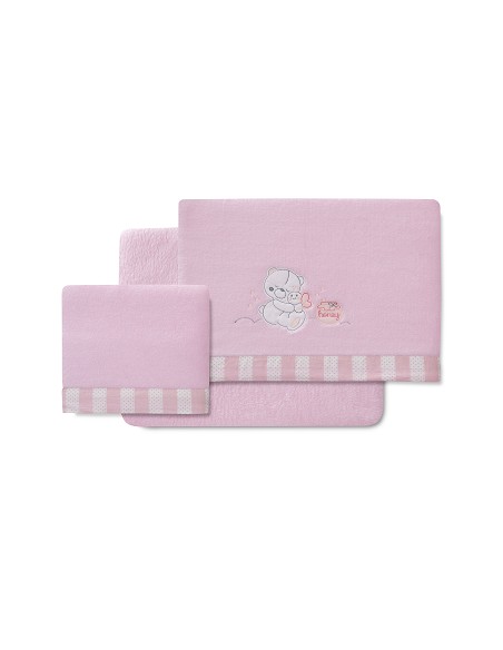 Triptico Minicuna Coralina Mod Honey Bear Rosa