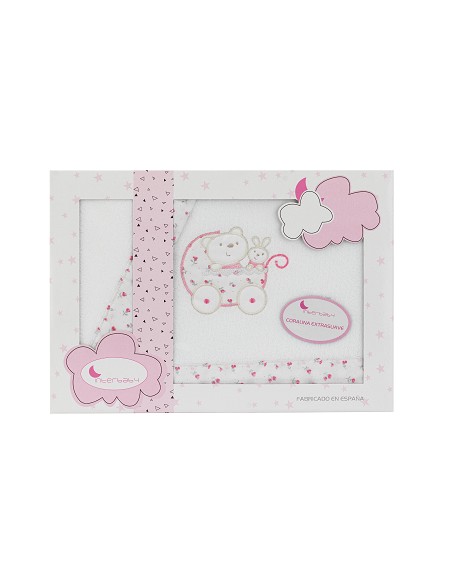 Juego 3 Pcs Minicuna Coralina Mod Csarricoche Bco/Rosa