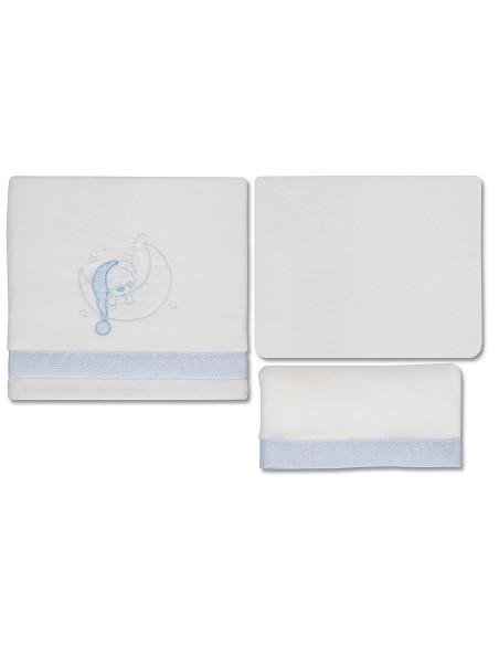 Juego 3 Pcs Minicuna Coralina Mod Bear Sleeping Bco/Azul