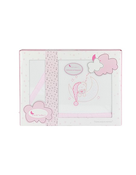 Juego 3 Pcs Minicuna Coralina Mod Bear Sleeping Bco/Rosa