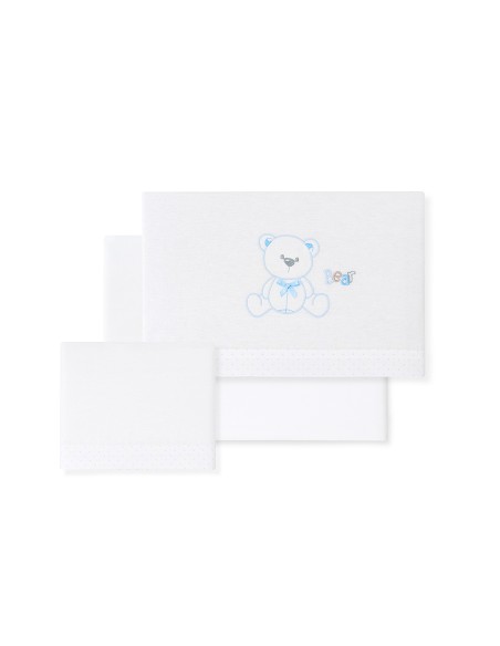 Triptico Minicuna Franela Modelo Oso Lazo Bco/Azul