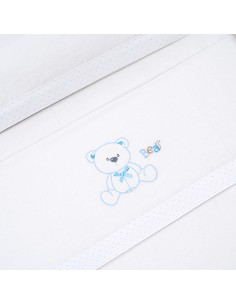 Triptico Minicuna Franela Modelo Oso Lazo Bco/Azul 2