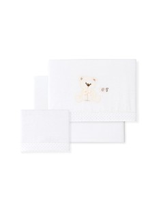 Triptico Minicuna Franela Modelo Oso Lazo Bco/Beig