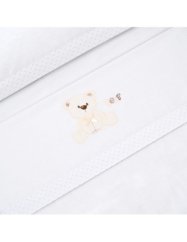 Triptico Minicuna Franela Modelo Oso Lazo Bco/Beig