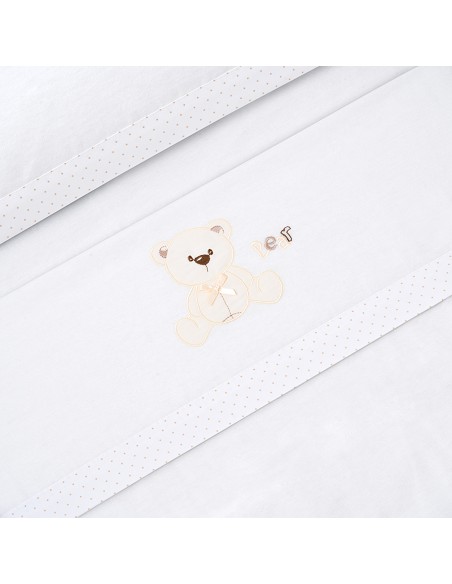 Triptico Minicuna Franela Modelo Oso Lazo Bco/Beig