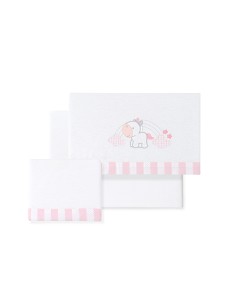 Triptico Minicuna Franela Modelo Unicornio Nubes Bco/Rosa
