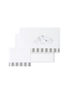 Triptico Minicuna Franela Modelo Unicornio Nubes Bco/Gris