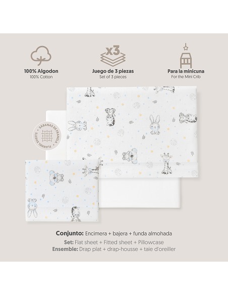 Triptico Minicuna Franela Modelo Koala Bco/Azul