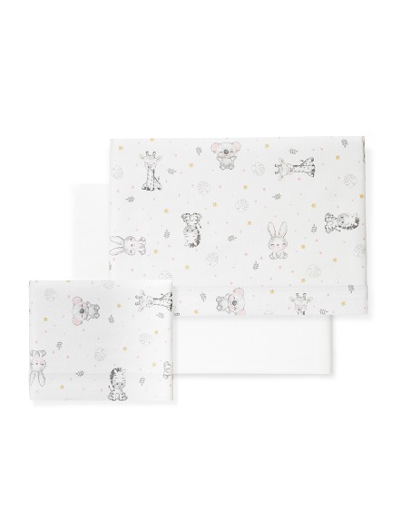 Triptico Minicuna Franela Modelo Koala Bco/Rosa