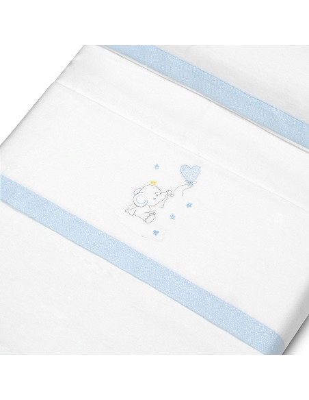 Triptico Minicuna Franela Elefante Globo Corazon Bco/Azul