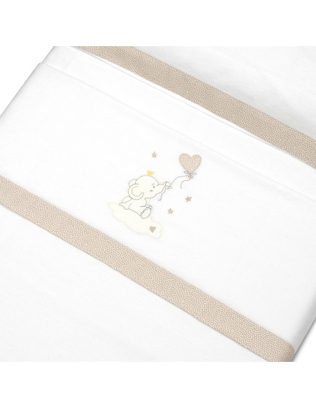 Triptico Minicuna Franela Elefante Globo Corazon Bco/Beig