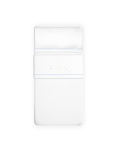 Triptico Minicuna Franela Estrellas Luna Bco/Azul