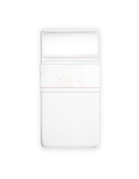 Triptico Minicuna Franela Estrellas Luna Bco/Rosa