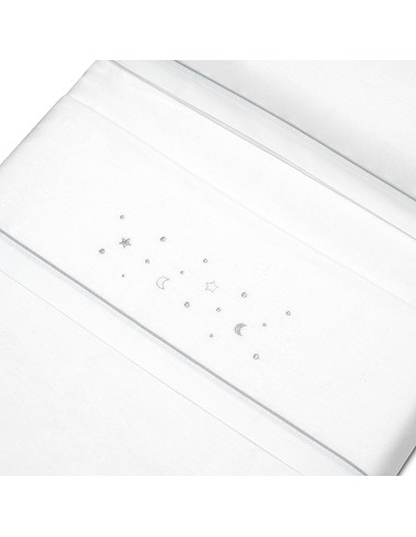 Triptico Minicuna Franela Estrellas Luna Bco/Gris