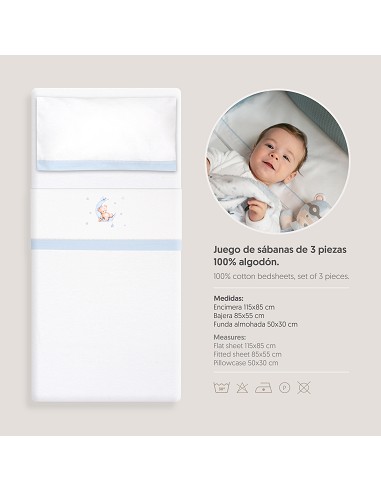 Triptico Minicuna Franela Estampado Oso Luna...