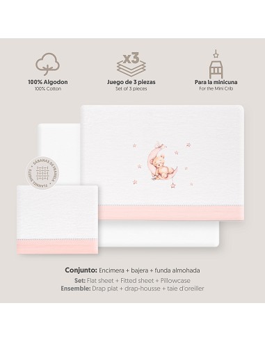 Triptico Minicuna Franela Estampado Oso Luna...