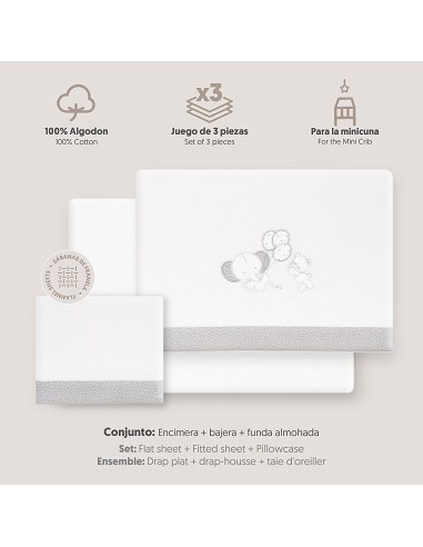 Triptico Minicuna Franela Oso Elefante Globos...