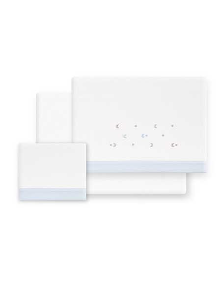 Triptico Minicuna Franela Estrella Luna Multicolor Bco/Azul