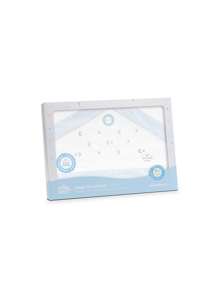 Triptico Minicuna Franela Estrella Luna Multicolor Bco/Azul
