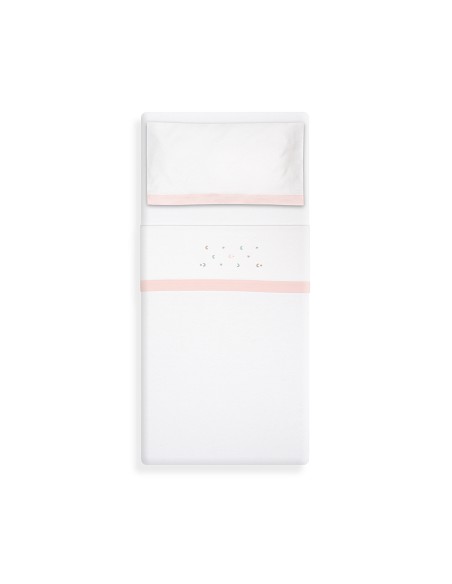 Triptico Minicuna Franela Estrella Luna Multicolor Bco/Rosa