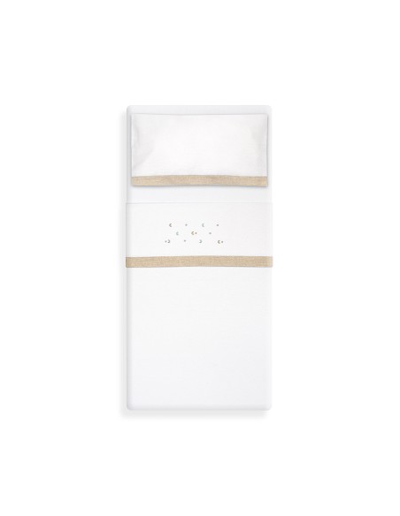 Triptico Minicuna Franela Estrella Luna Multicolor Bco/Beig