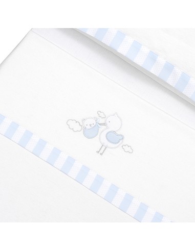 Triptico Minicuna Franela Cigueña Oso Bco/Azul