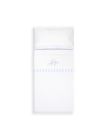 Triptico Minicuna Franela Cigueña Oso Bco/Azul