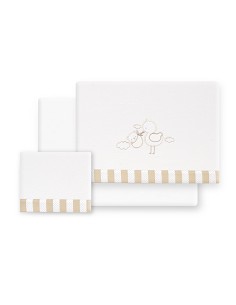 Triptico Minicuna Franela Cigueña Oso Bco/Beig