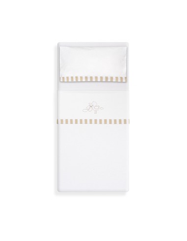 Triptico Minicuna Franela Cigueña Oso Bco/Beig