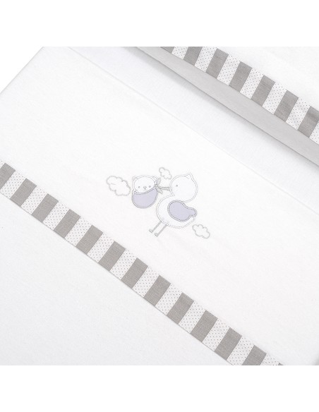 Triptico Minicuna Franela Cigueña Oso Bco/Gris