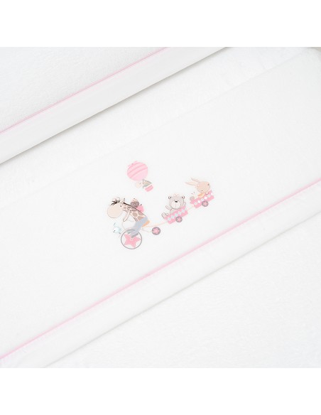 Triptico Minicuna Coralina Mod. Jirafa Bicicleta Bco/Rosa