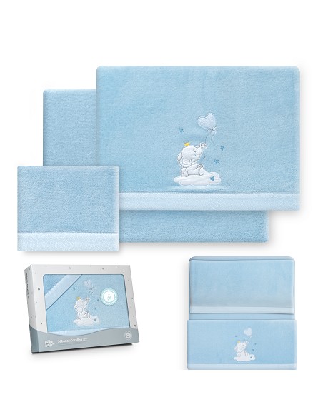 Triptico Minicuna Coralina Elefante Globo Corazon Azul