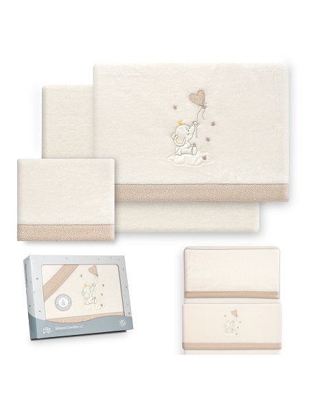 Triptico Minicuna Coralina Elefante Globo Corazon Beig