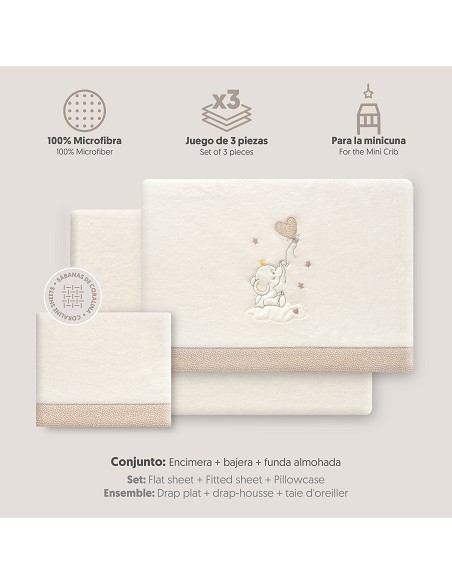 Triptico Minicuna Coralina Elefante Globo Corazon Beig