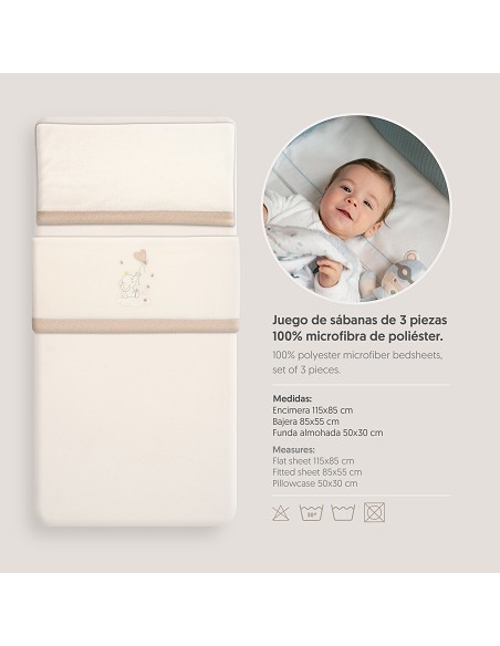 Triptico Minicuna Coralina Elefante Globo Corazon Beig