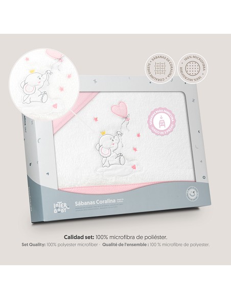 Triptico Minicuna Coralina Elefante Globo Corazon Bco/Rosa