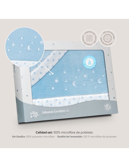 Triptico Minicuna Coralina Estrellas Luna Azul