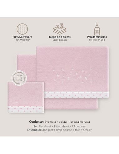 Triptico Minicuna Coralina Estrellas Luna Rosa