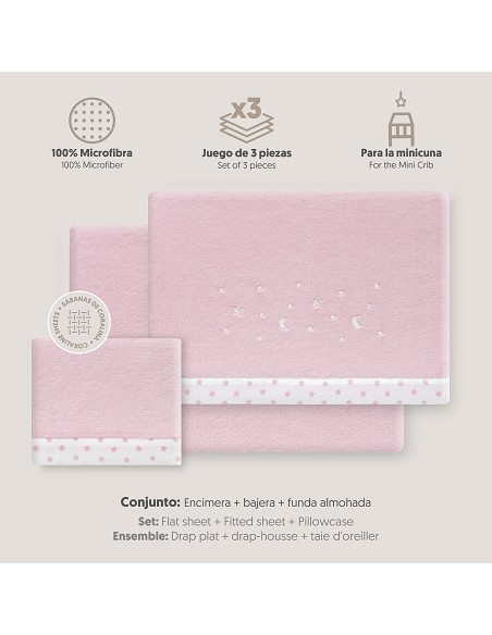 Triptico Minicuna Coralina Estrellas Luna Rosa